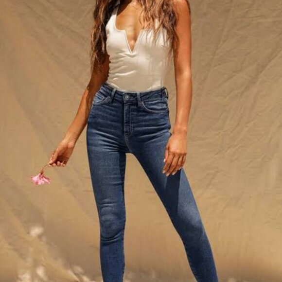 Free People Raw High Rise Jegging - Color Capri Blue - Size 25 - Picture 2 of 6